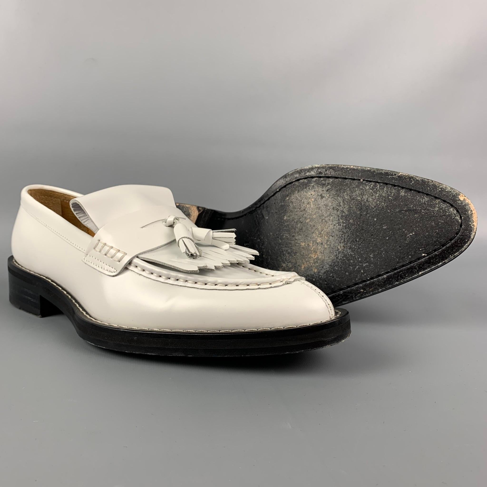 AMI by ALEXANDRE MATTIUSSI Size 9 White Leather Tassels Spazzo Moccasin Loafers 3