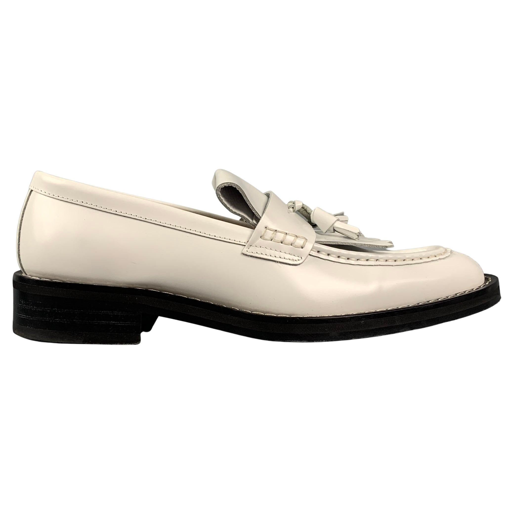 AMI by ALEXANDRE MATTIUSSI Size 9 White Leather Tassels Spazzo Moccasin Loafers