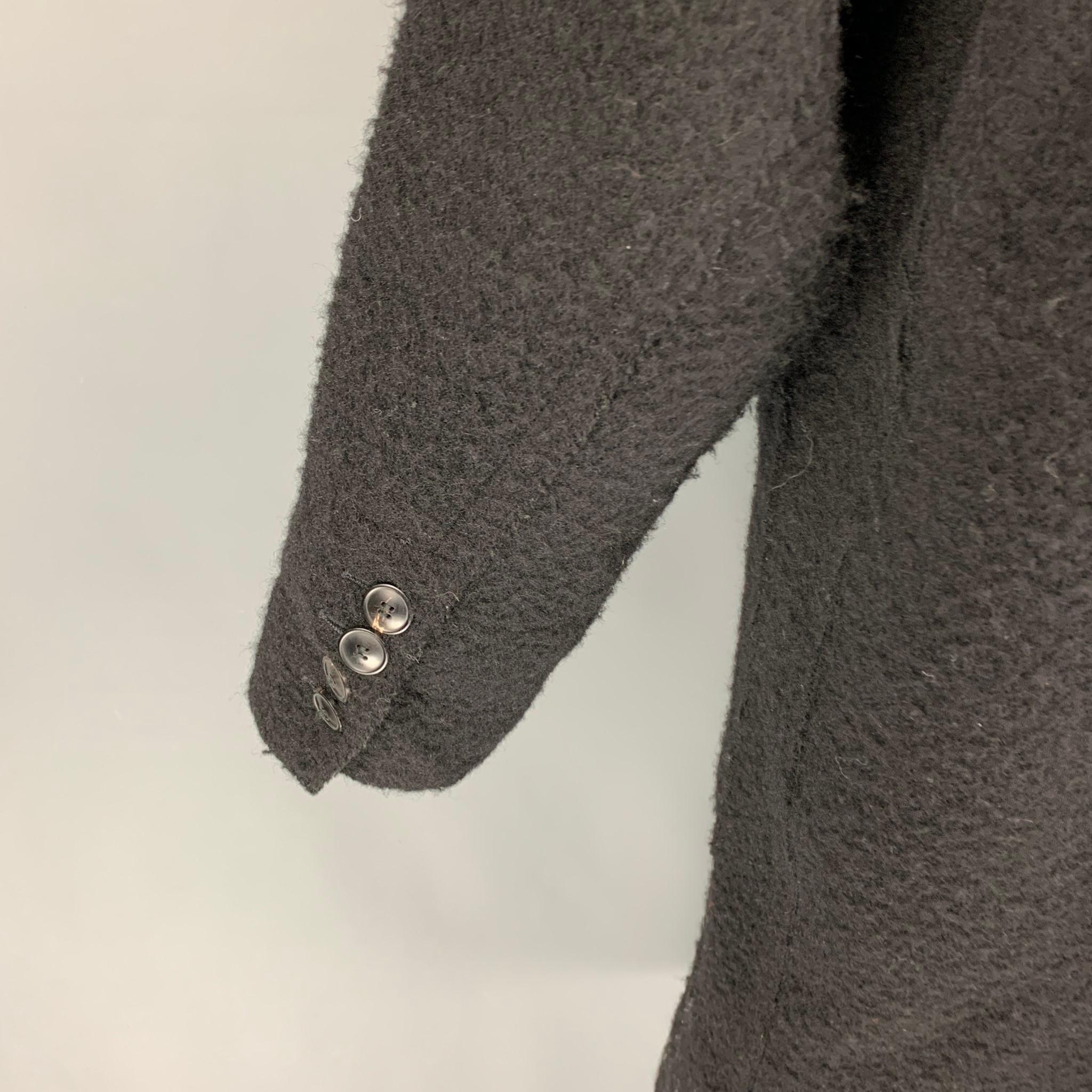 AMI by ALEXANDRE MATTIUSSI Size M Black Textured Wool Buttoned Coat In Good Condition In San Francisco, CA