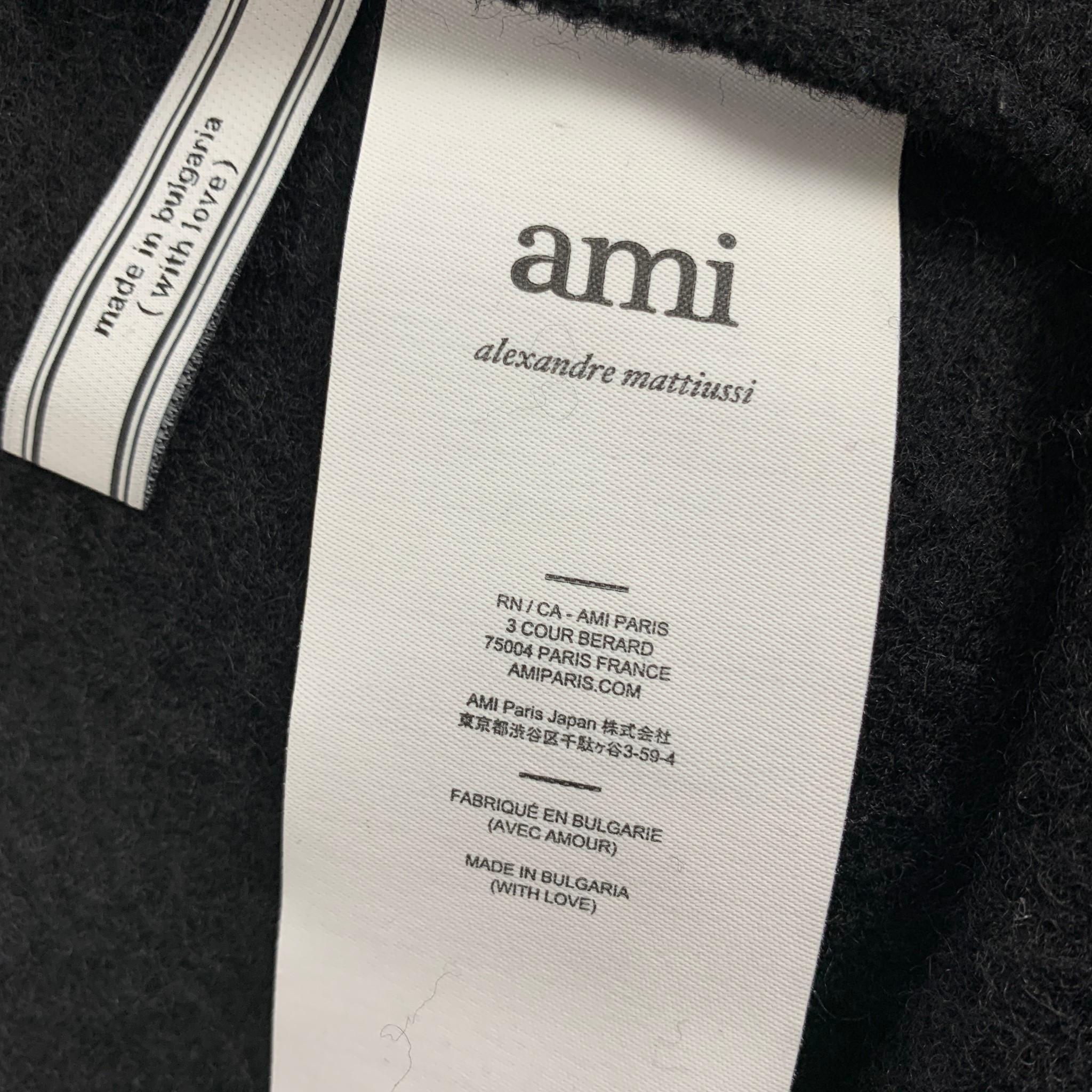 Men's AMI by ALEXANDRE MATTIUSSI Size M Black Textured Wool Buttoned Coat