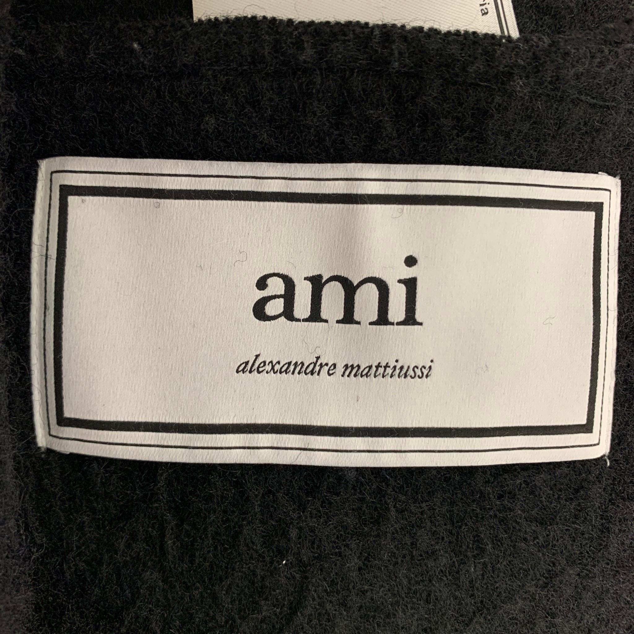AMI by ALEXANDRE MATTIUSSI Size M Black Textured Wool Buttoned Coat 3
