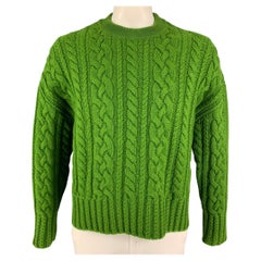 AMI by ALEXANDRE MATTIUSSI Size M Green Cable Wool Crew-Neck Oversized Sweater