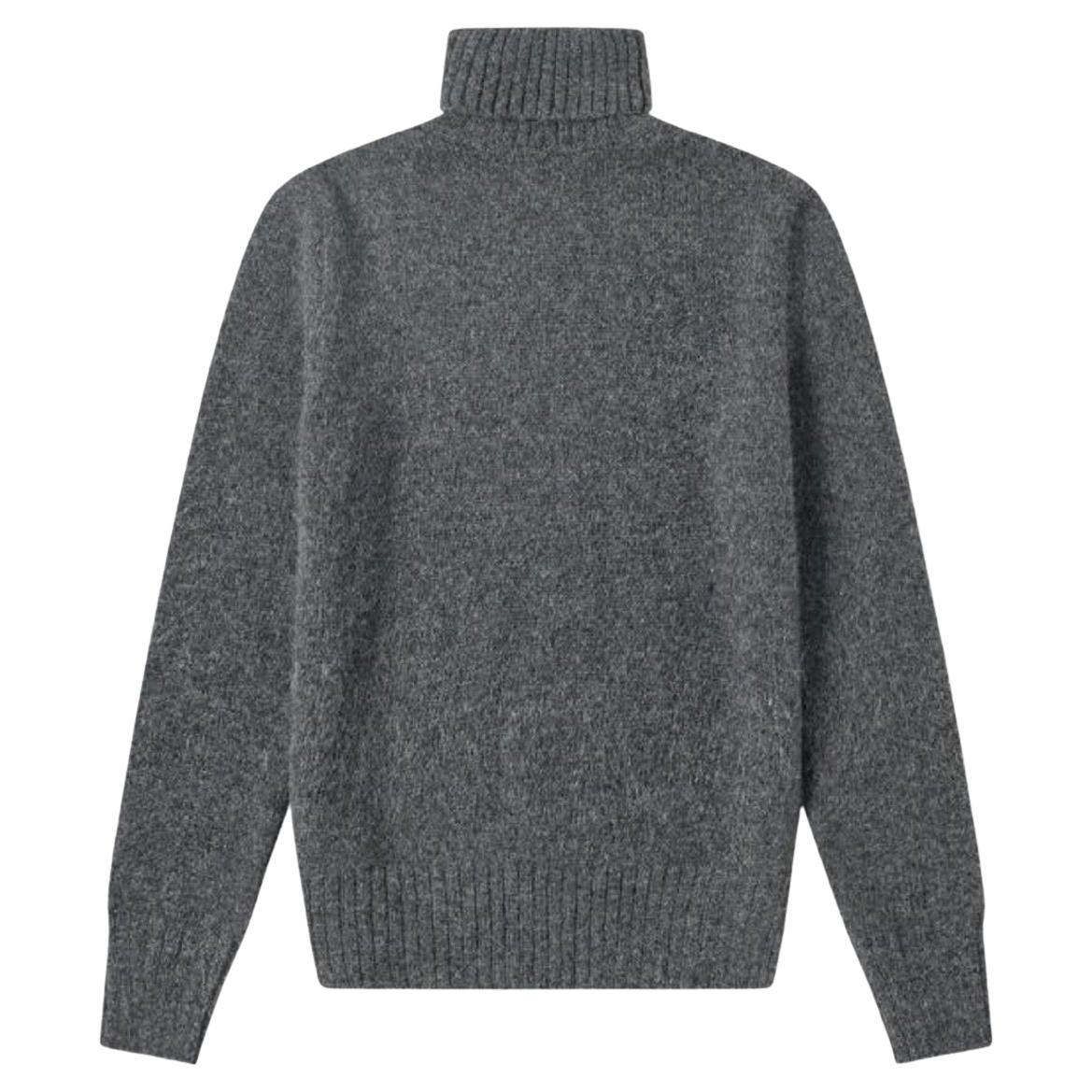 Ami Charcoal Alpaca Blend Knitted Polo Neck Sweater For Sale