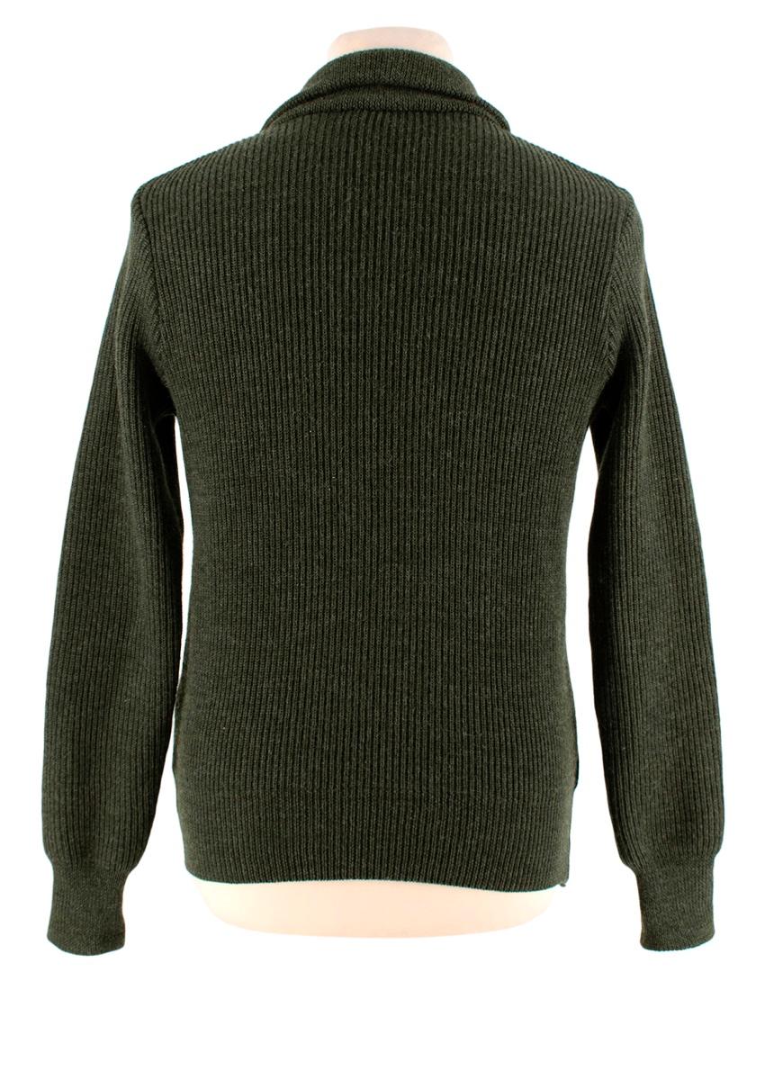 Black Ami Dark Green Zip-Front Knitted Sweater For Sale