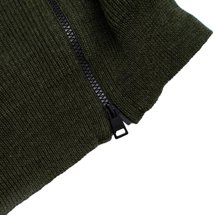 Ami Dark Green Zip-Front Knitted Sweater For Sale 2