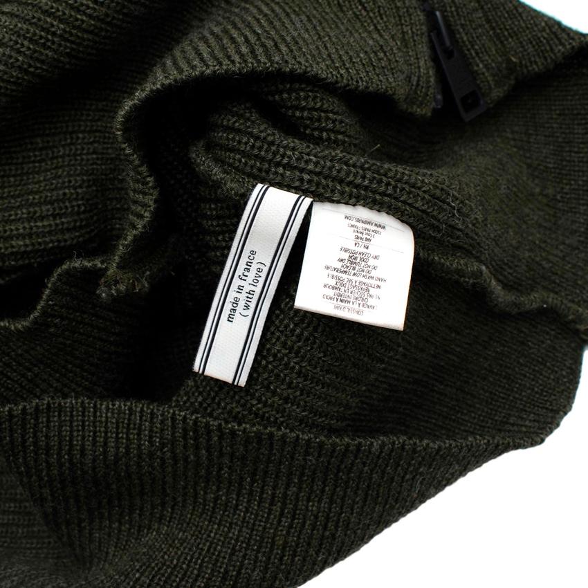 Ami Dark Green Zip-Front Knitted Sweater For Sale 4
