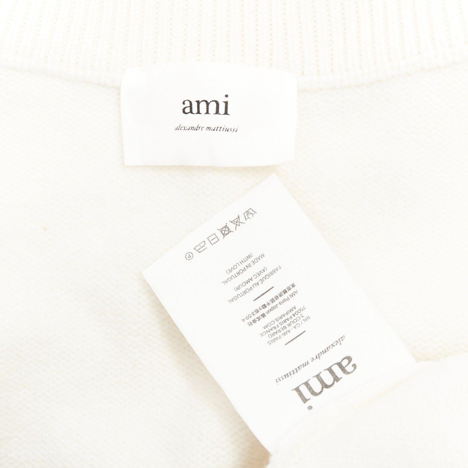 Cardigan boutonné AMI De Coeur en laine vierge crème avec logo en forme de cœur XL en vente 4