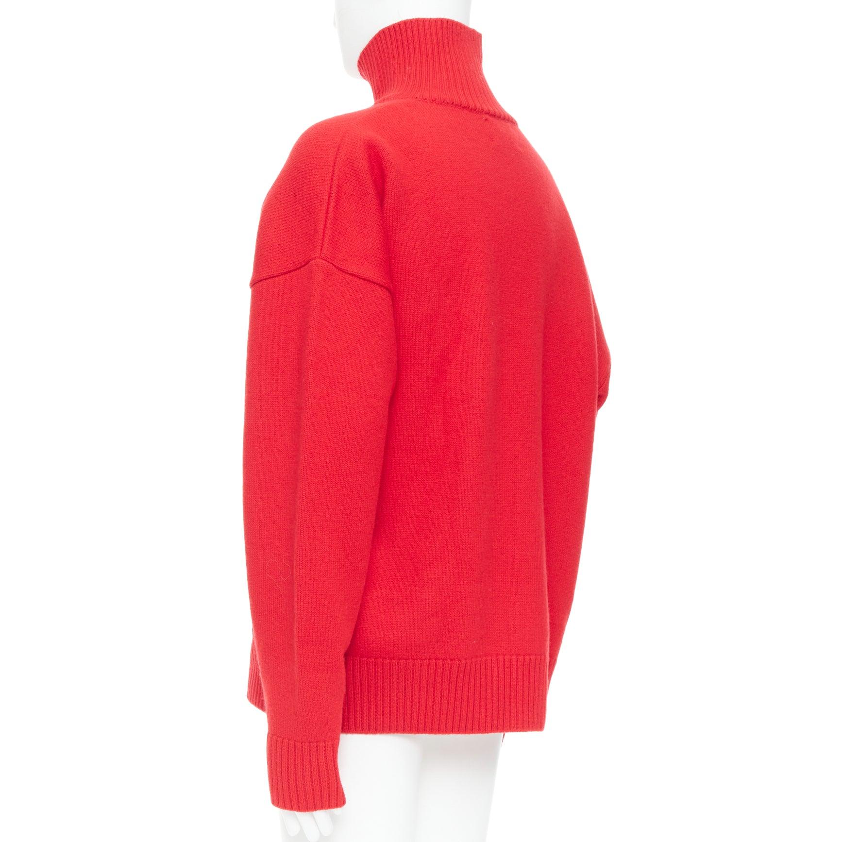 AMI de Coeur red virgin wool black heart logo turtleneck sweater L For Sale 1