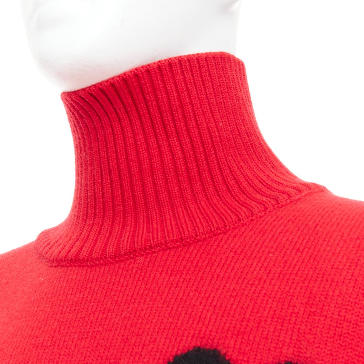 AMI de Coeur red virgin wool black heart logo turtleneck sweater L 2