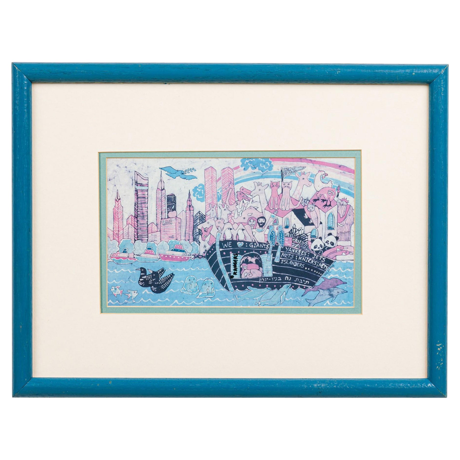 Ami Goldfarb Peinture de paysage marin du milieu du siècle intitulée "Noah Arc in NYC" (Arc de Noé à New York) en vente