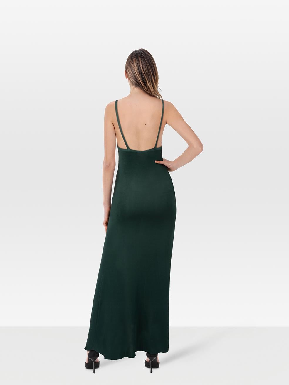 CONDITION is Very good. Minimal wear to the dress is evident. Pluck to the weave on the right shoulder strap on this used AMI designer resale item.
 
 
 
 Details
 
 
 Green
 
 Viscose
 
 Dress
 
 Sheer
 
 Maxi
 
 Side leg slit
 
 Sleeveless
 
