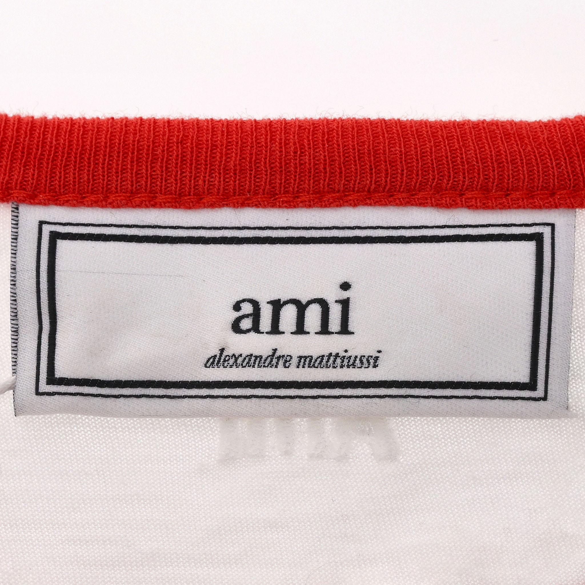 Ami Paris Ami De Coeur Cotton Logo T-Shirt For Sale 2