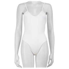 AMI SS22 Weißer De Coeur-Badeanzug mit Logo, Größe XS