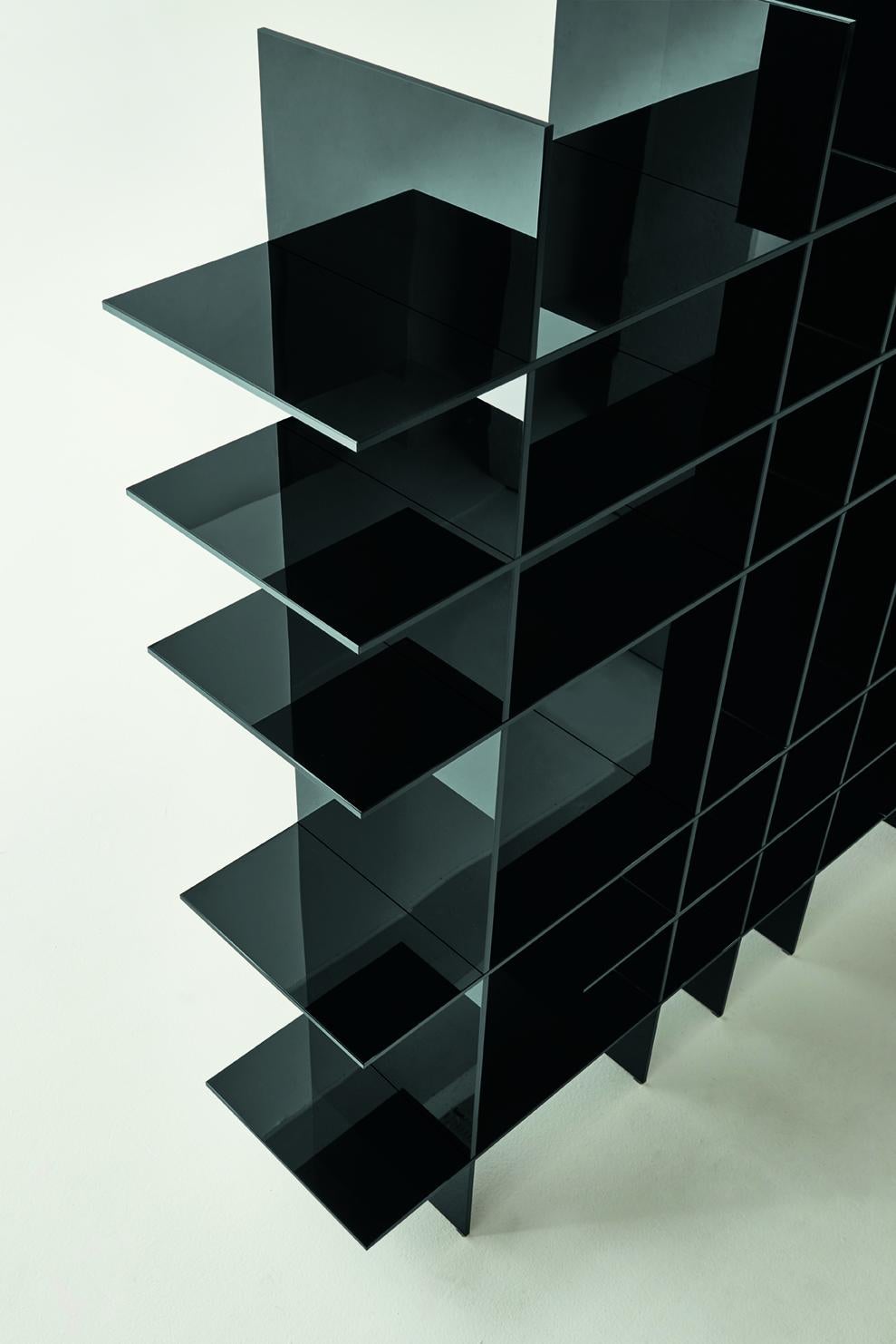 Minimaliste Bibliothèque AMI-VERRE en verre gris foncé de Jean Nouvel pour Glas Italia en vente
