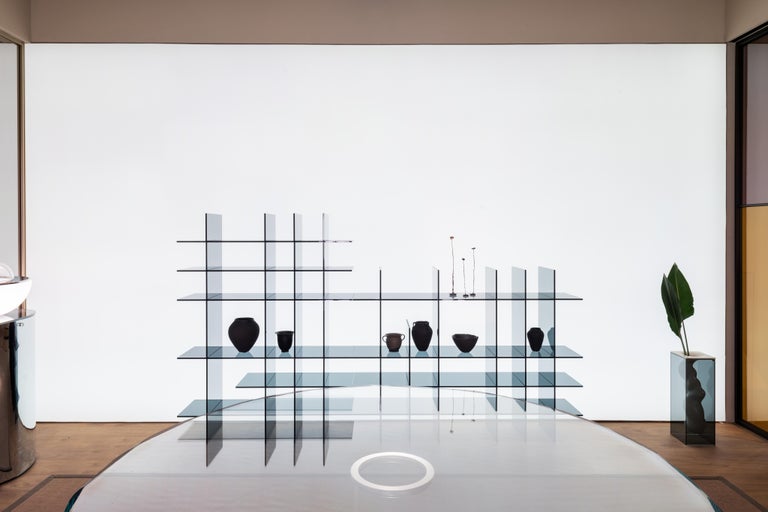 AMI-VERRE Dark Grey Glass Bookshelf by Jean Nouvel for Glas Italia For Sale  at 1stDibs