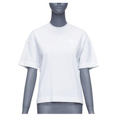 AMI in cotone bianco con logo ricamato A heart badge tshirt oversize US0 XS