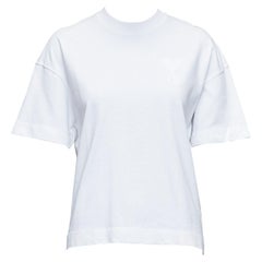 AMI camiseta oversize de algodón blanco bordada con el logotipo de la insignia del corazón de A US0 XS