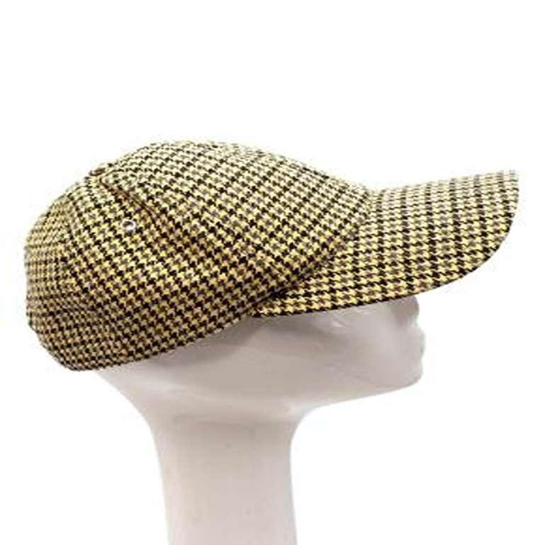 Ami Yellow Houndstooth Baseball Cap In Good Condition For Sale In London, GB