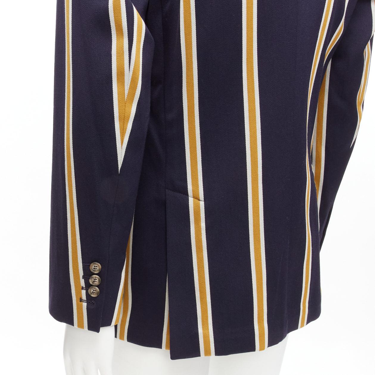 AMI yellow navy stripes wool cotton 3 pockets preppy schoolboy blazer IT50 L 2