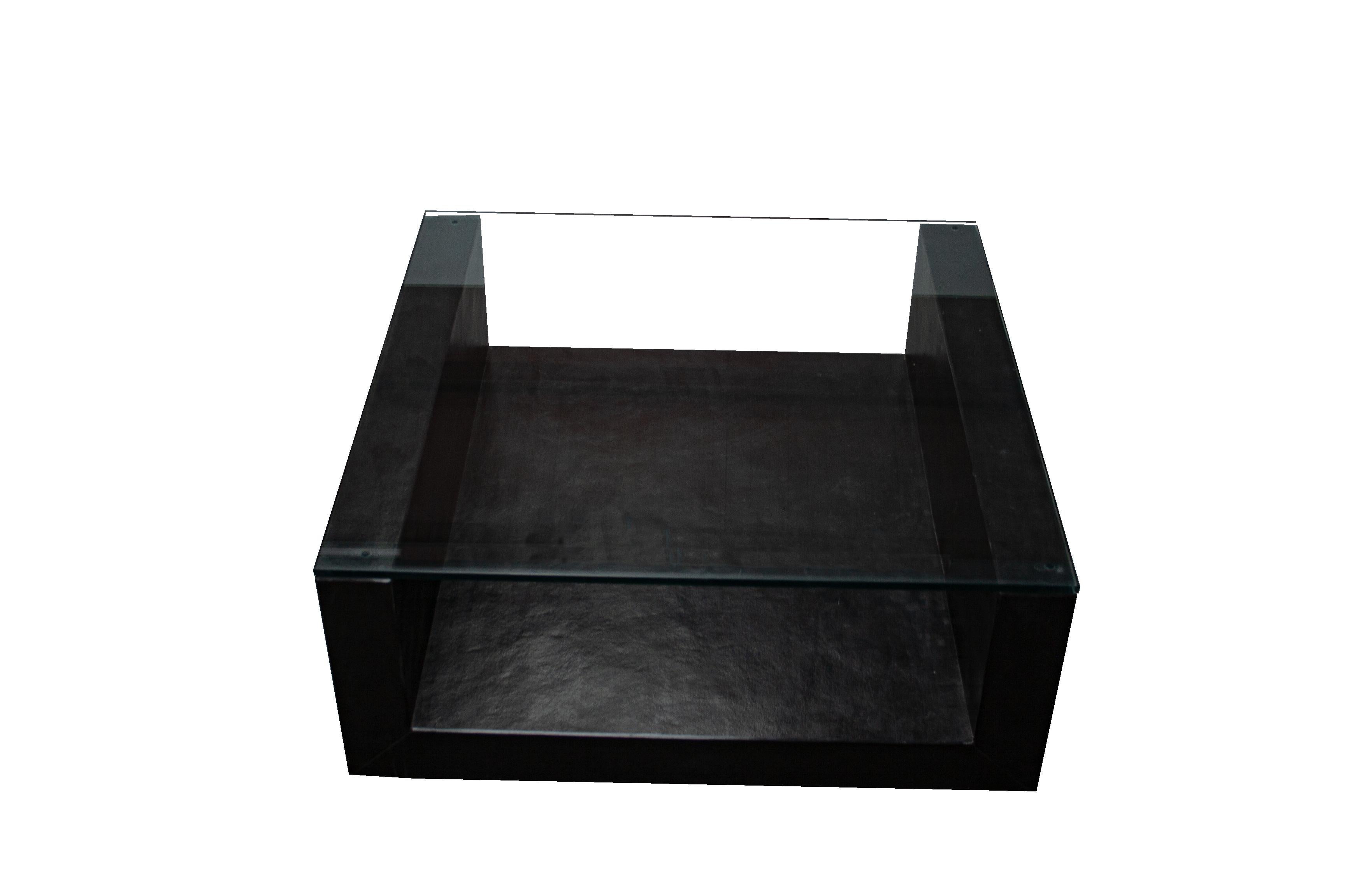Modern Amia Black Slate Coffee Table Natural Stone Contemporary Design in Stock Meddel For Sale
