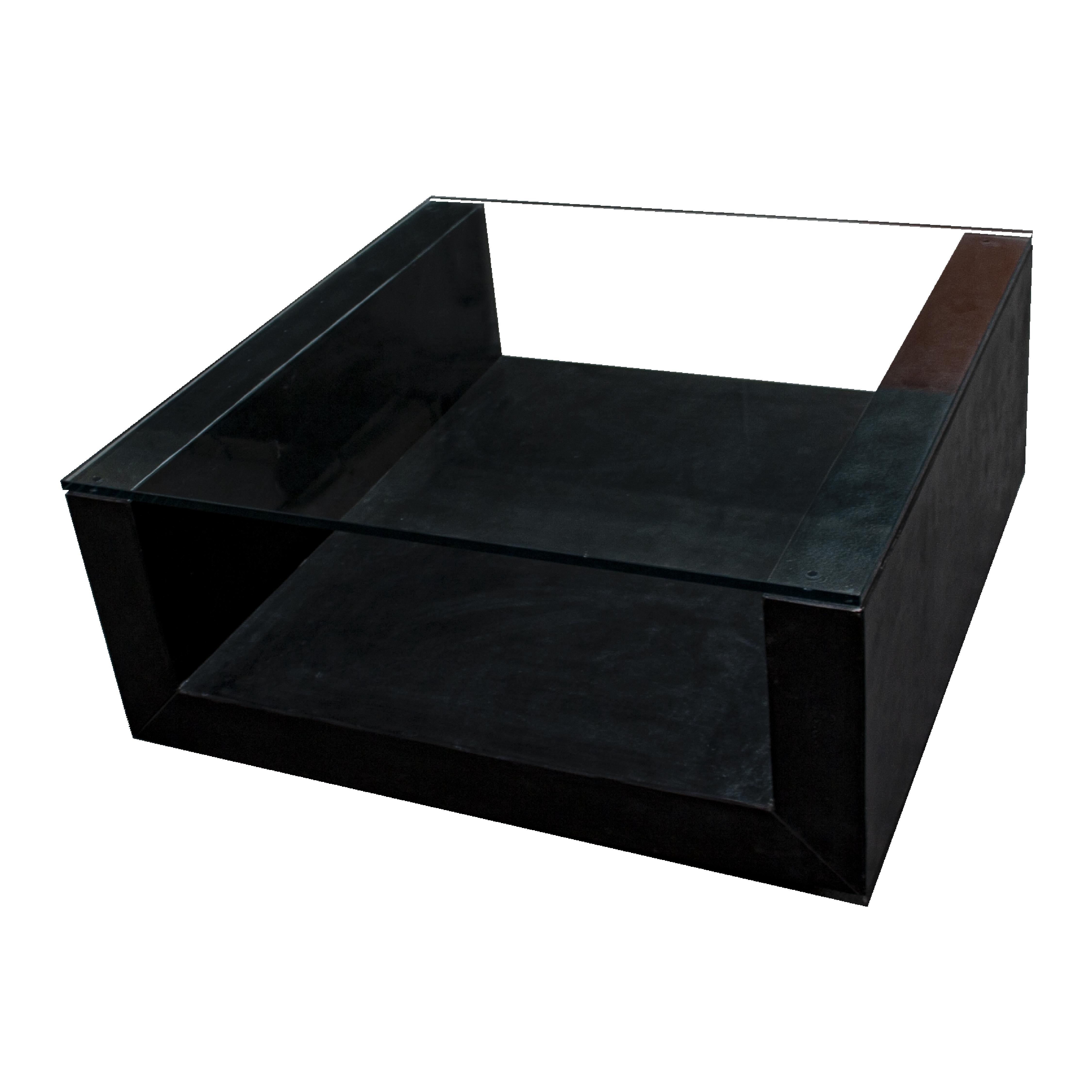 Hand-Crafted Amia Black Slate Coffee Table Natural Stone Contemporary Design in Stock Meddel For Sale