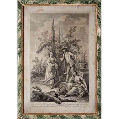 Amigoni Set of Four Italian Engravings circa 1730 Four Elements Allegory Framed