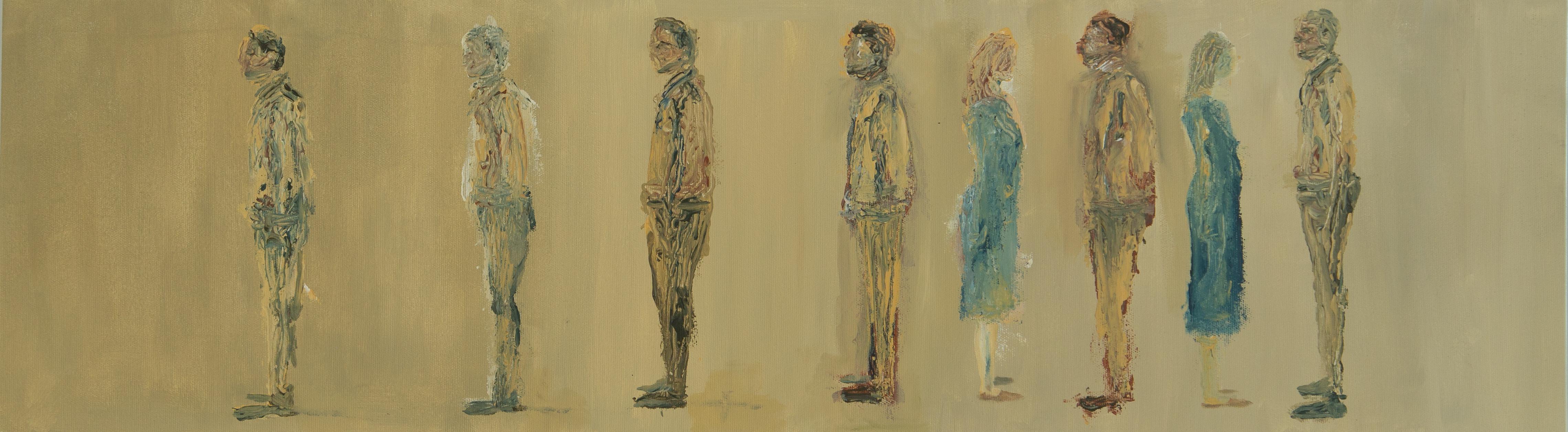 Contemporary Oil on Canvas Painting - Men and Female Figures