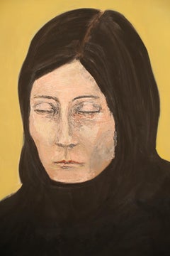 Figuratives Ölgemälde, Porträt einer Frau, Erdtöne, signiert