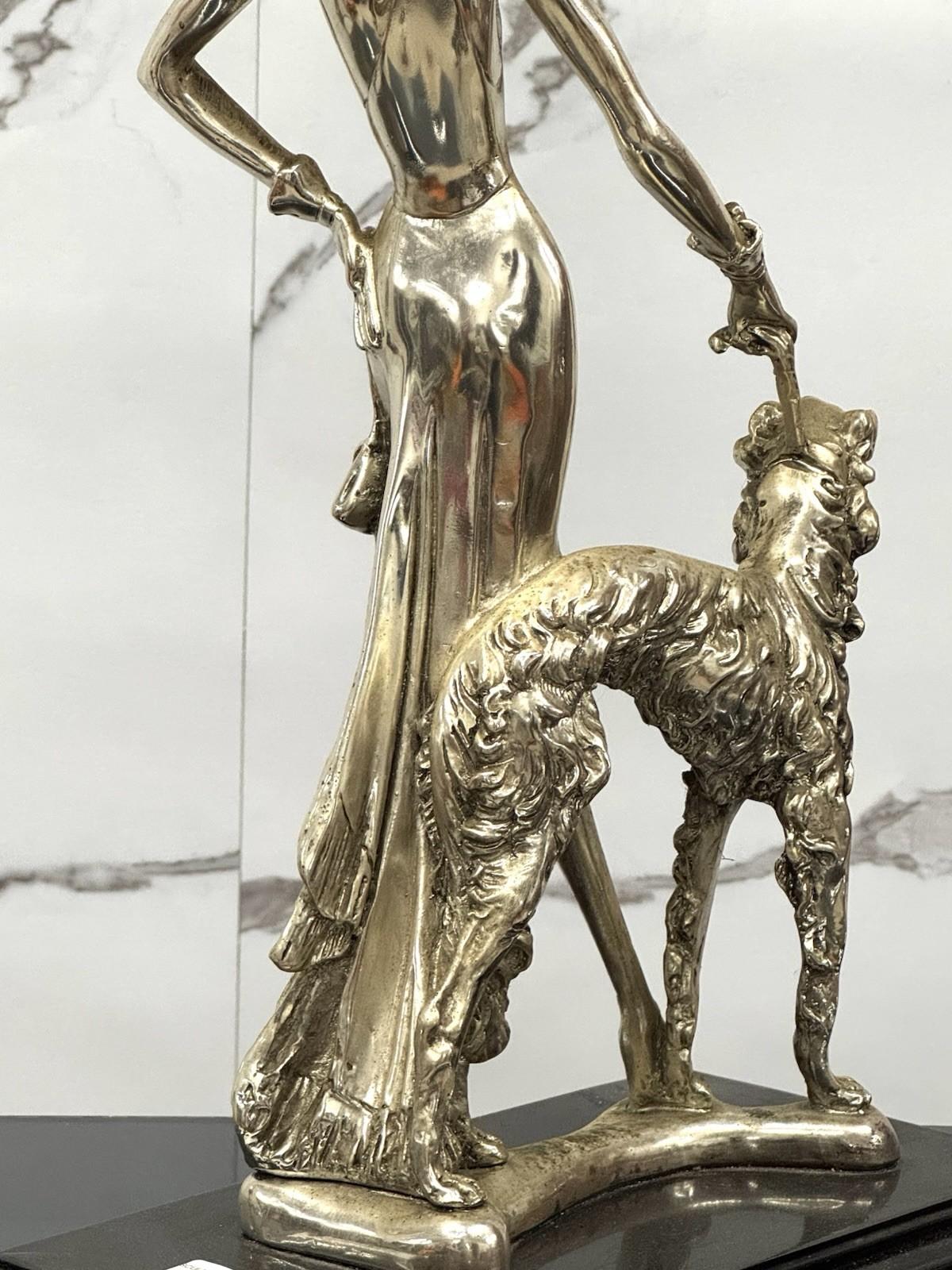 Amilcare Santini Scultura In Resina Argentata Art Dèco in vendita 4