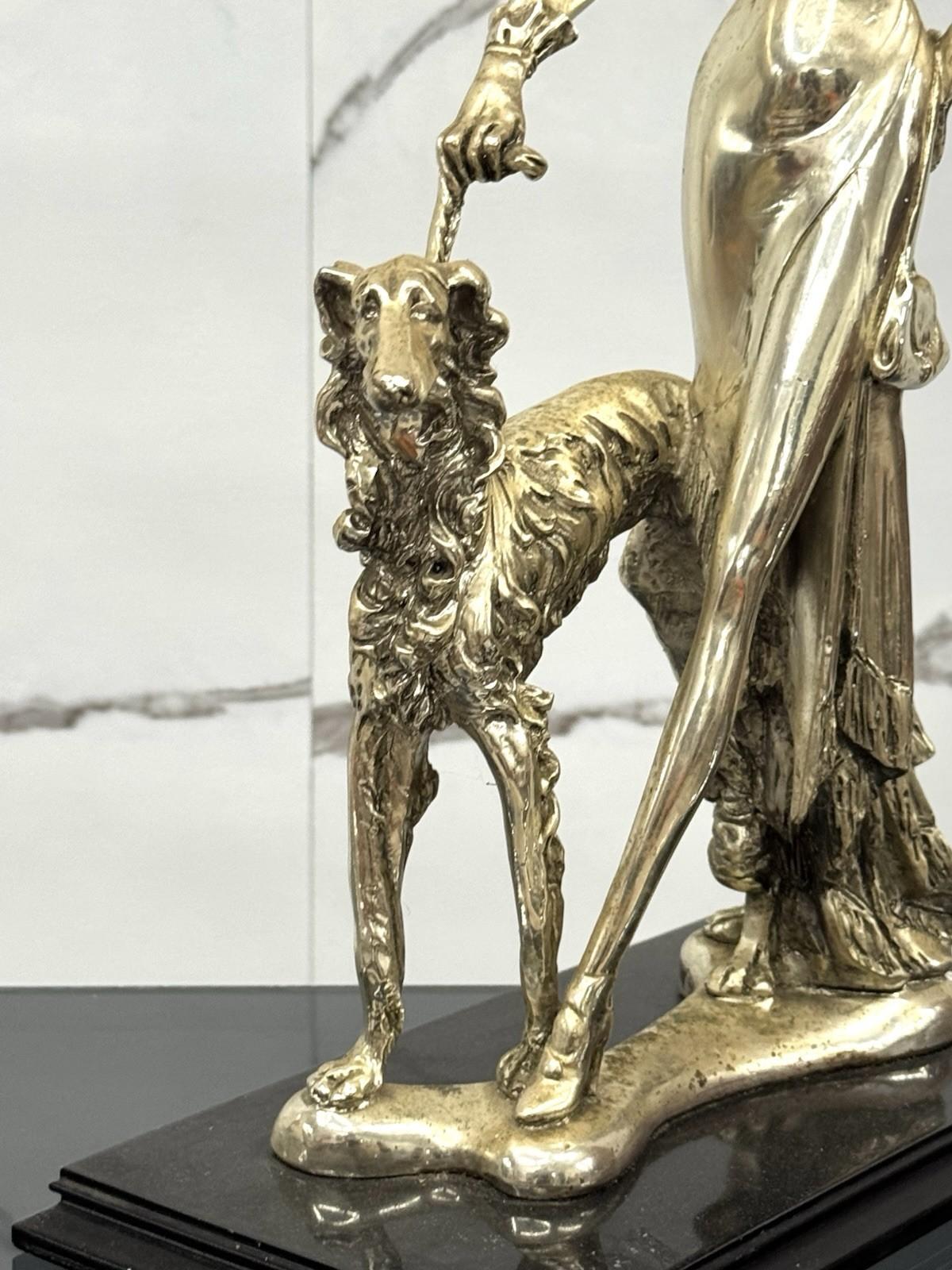 Argento Amilcare Santini Scultura In Resina Argentata Art Dèco in vendita