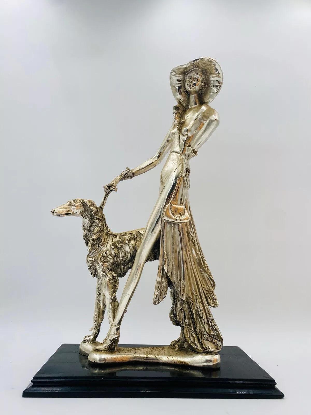 Amilcare Santini Scultura In Resina Argentata Art Dèco in vendita 2