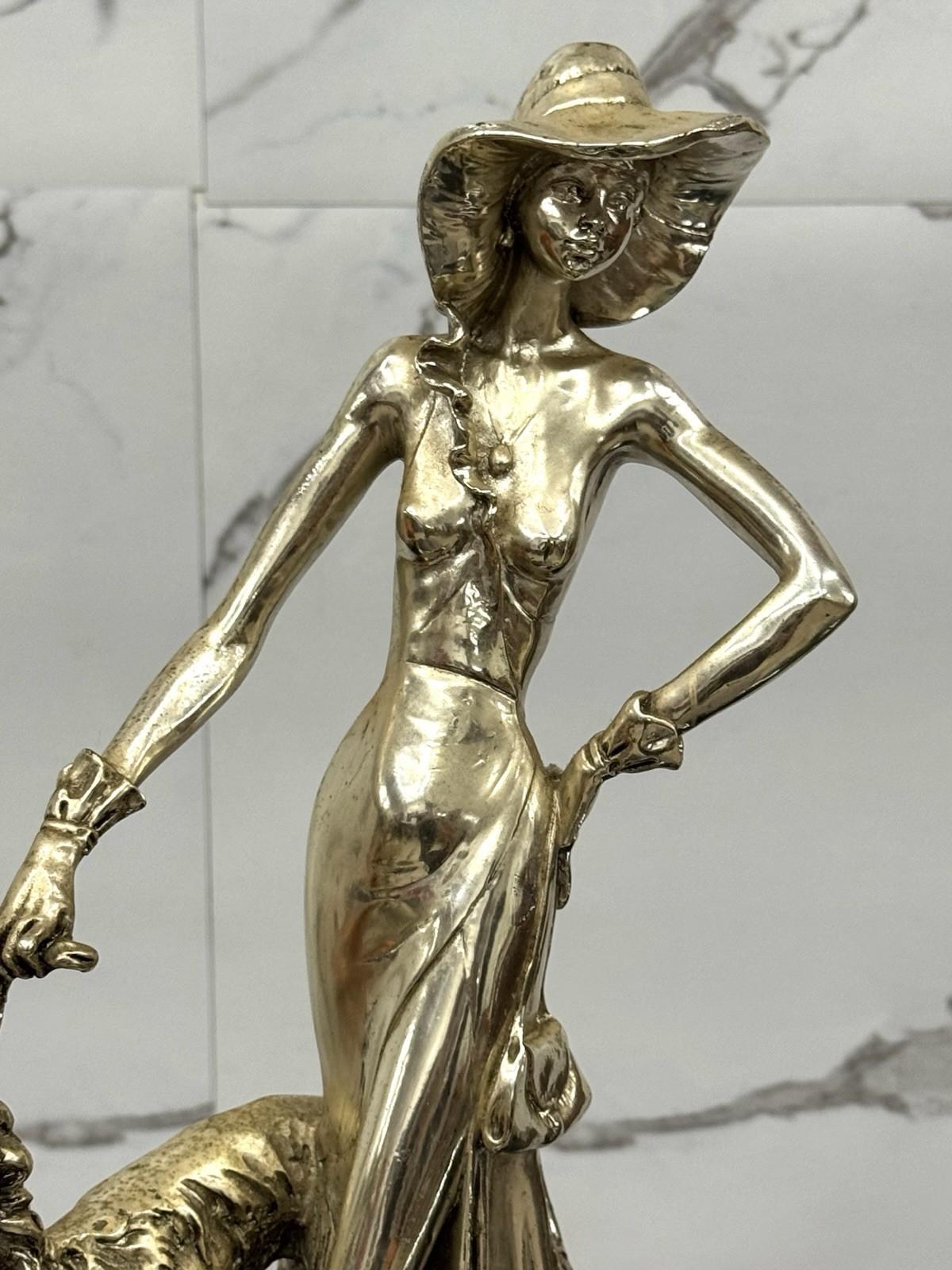 Amilcare Santini Scultura In Resina Argentata Art Dèco in vendita 1