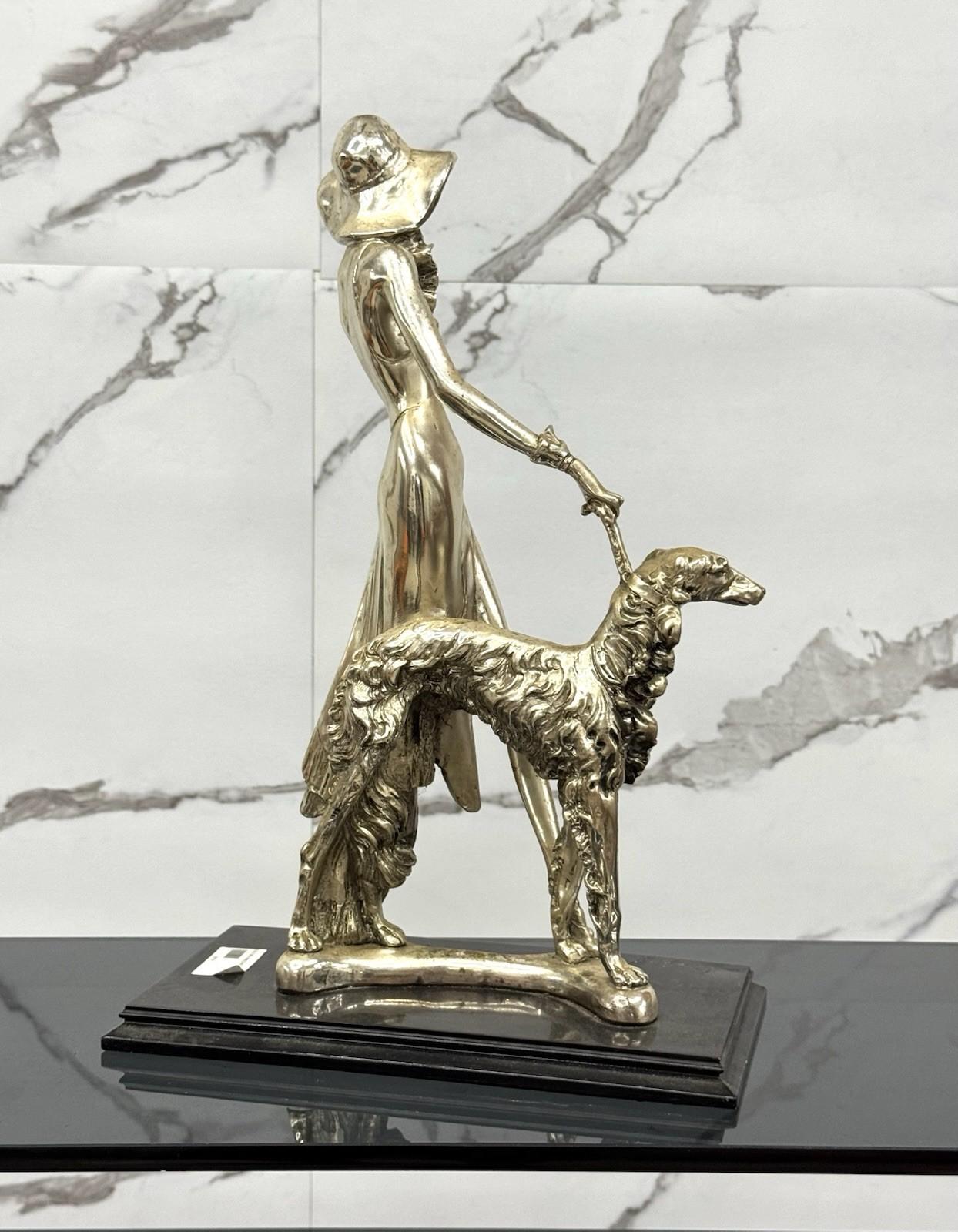 Amilcare Santini Scultura In Resina Argentata Art Dèco in vendita 2