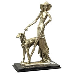 Amilcare Santini Scultura In Resina Argentata Art Dèco
