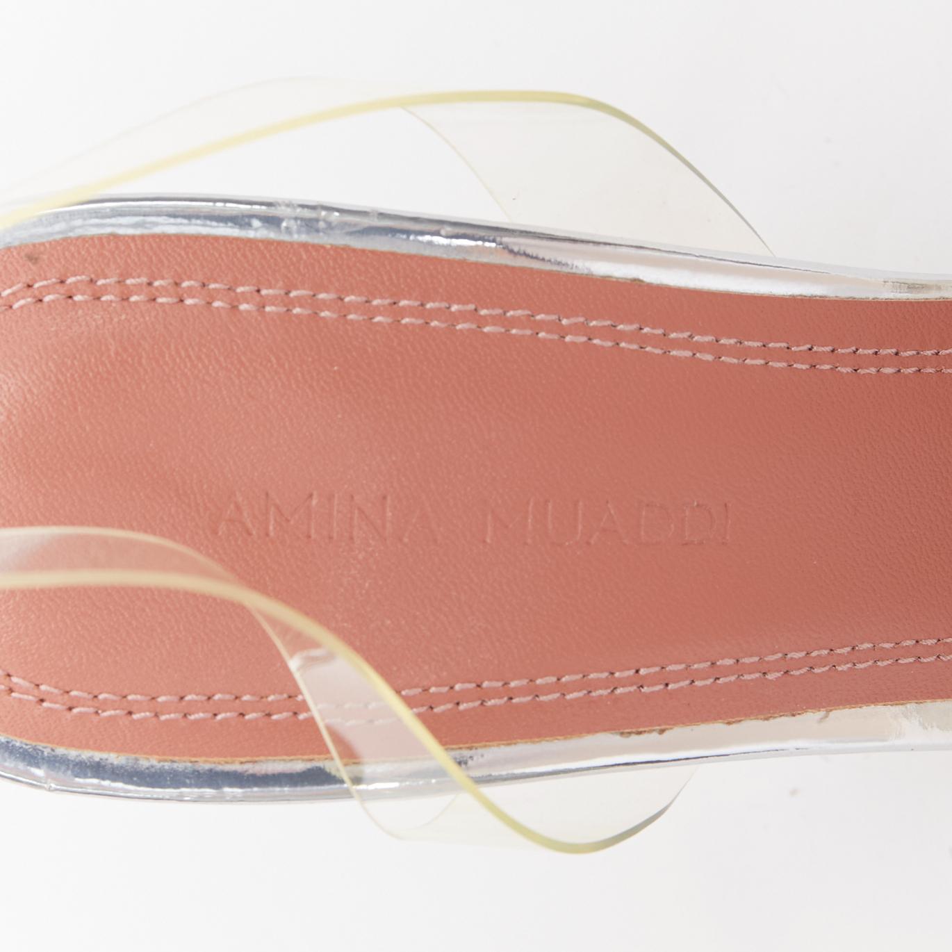 AMINA MUADDI BEgum 95mm Glass PVC crystal buckle sling transparent pump EU36 For Sale 4