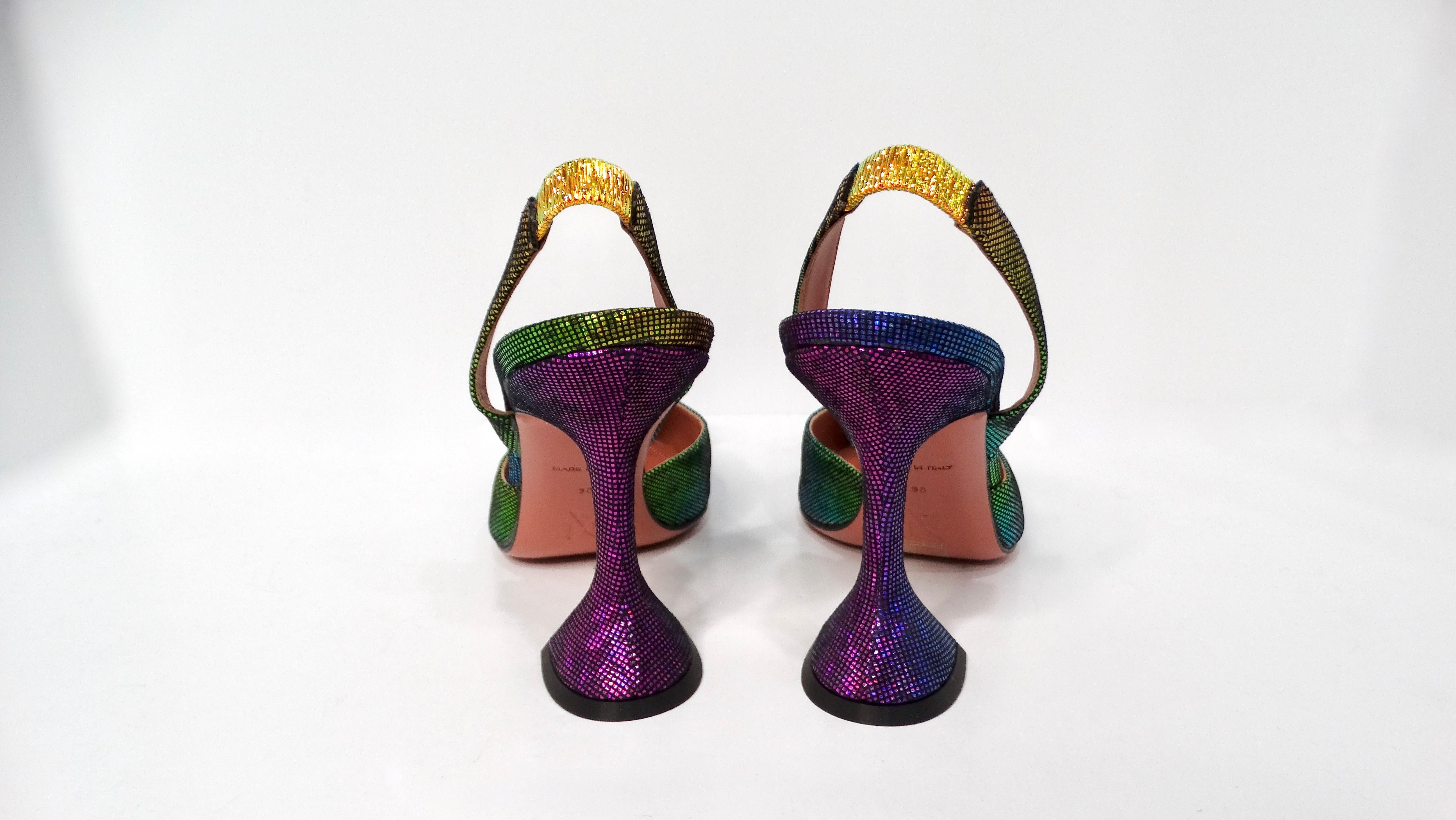 Amina Muaddi Begum - Escarpins à bride arrière en daim métallisé Ombre Rainbow Ombre Pour femmes en vente