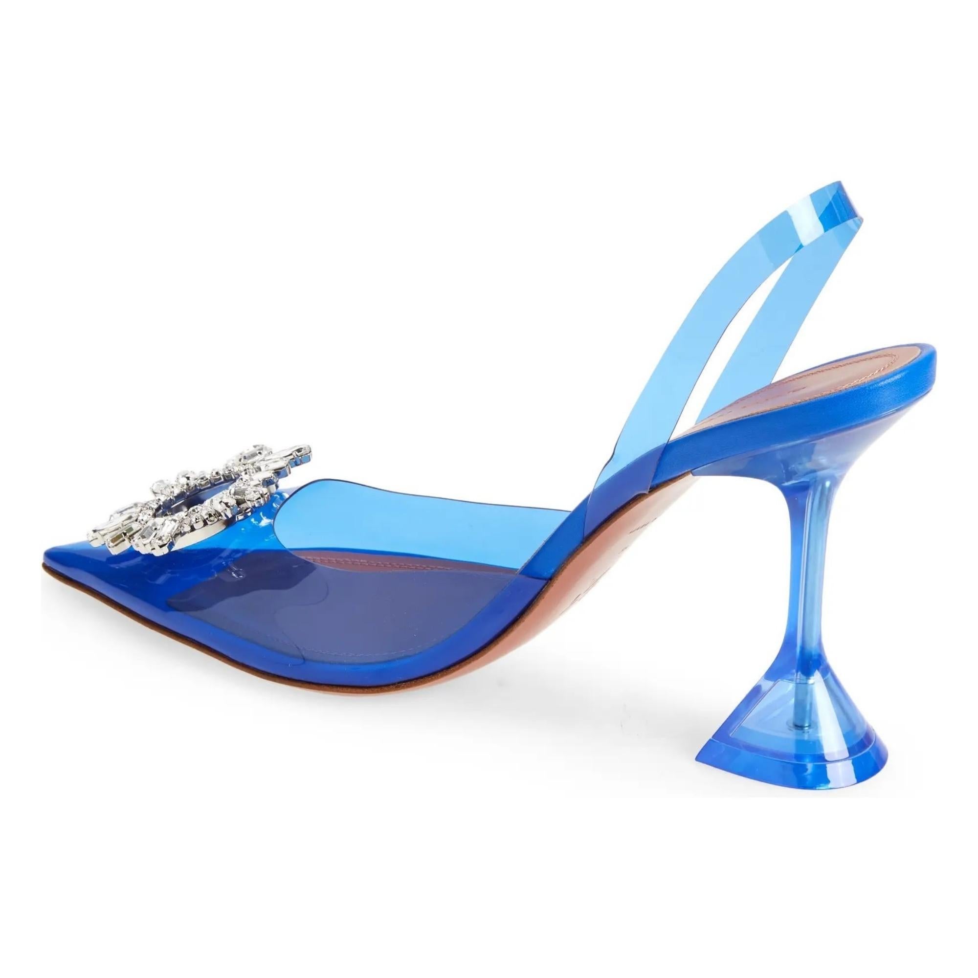 amina muaddi blue heels