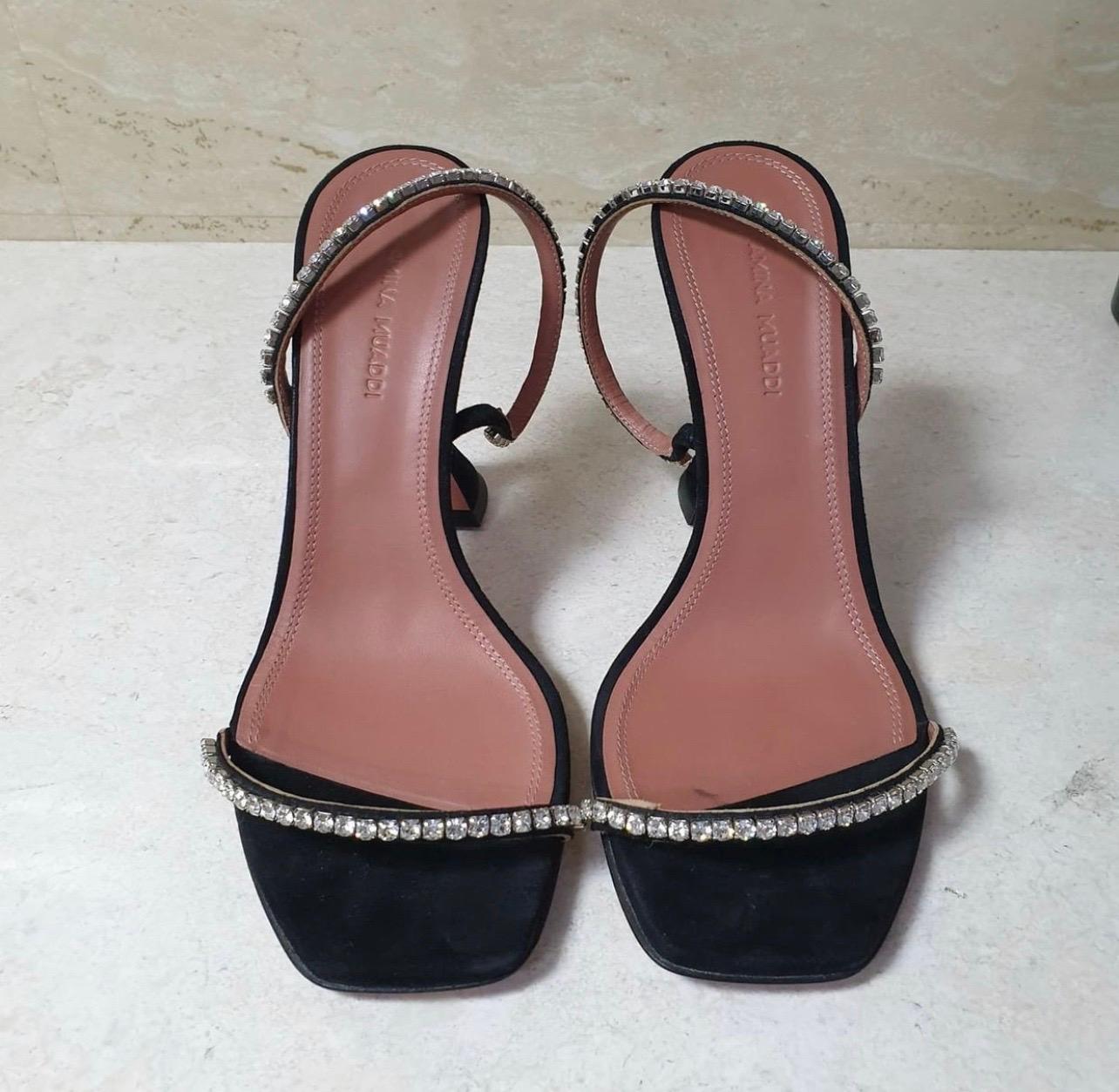 amina muaddi black sandals