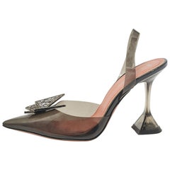 Amina Muaddi Black PVC Phoenix Slingback Pumps Size 38