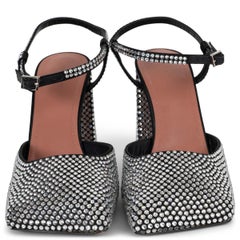 AMINA MUADDI black satin 2023 CHARLOTTE 95 CRYSTAL Pumps Shoes 39