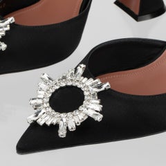 Amina Muaddi Black Satin Begum Slingback Heels 40 IT