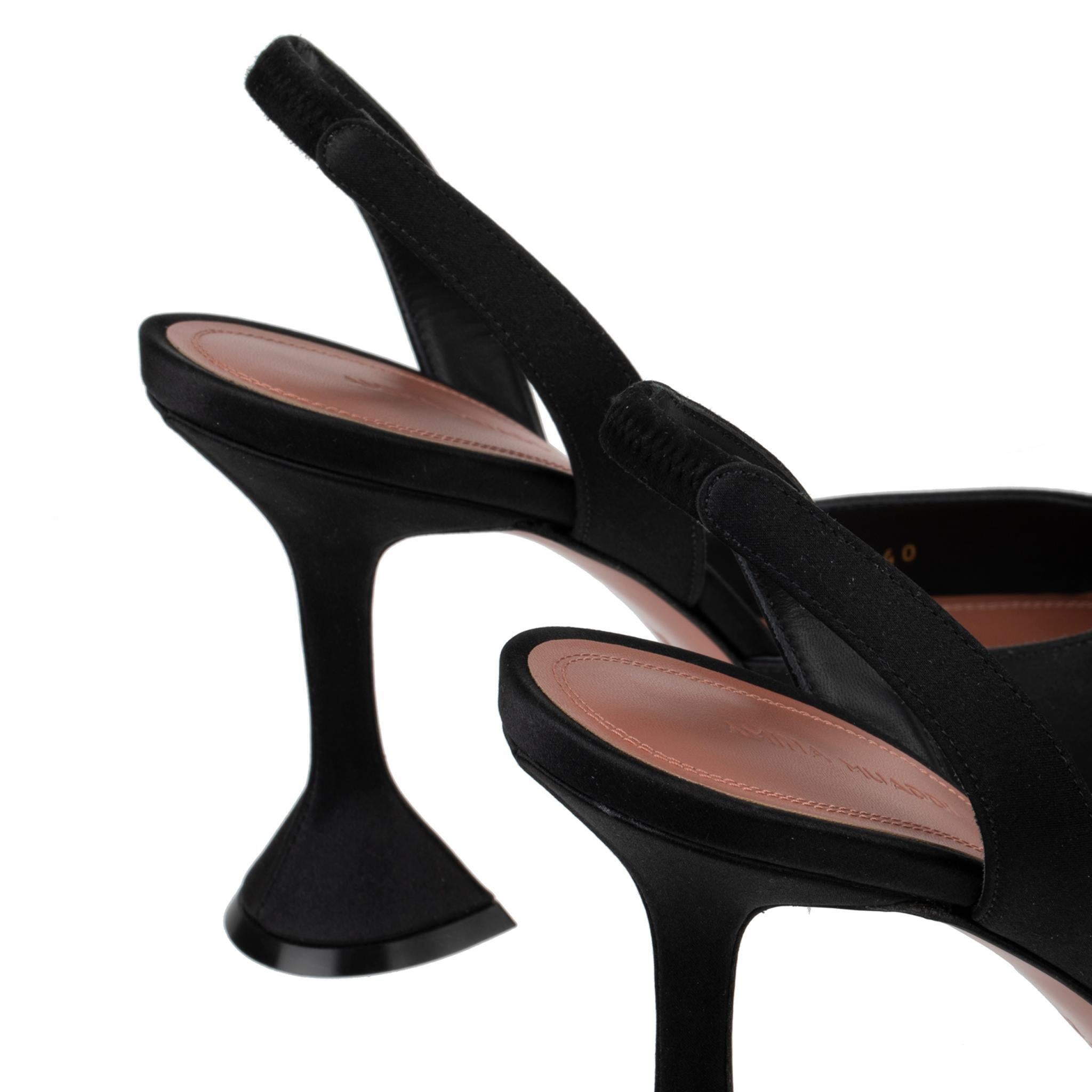 Amina Muaddi Satin noir Begum talons aiguilles 40 IT Unisexe en vente