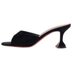 Amina Muaddi Black Suede lupita Slide Sandals Size 41