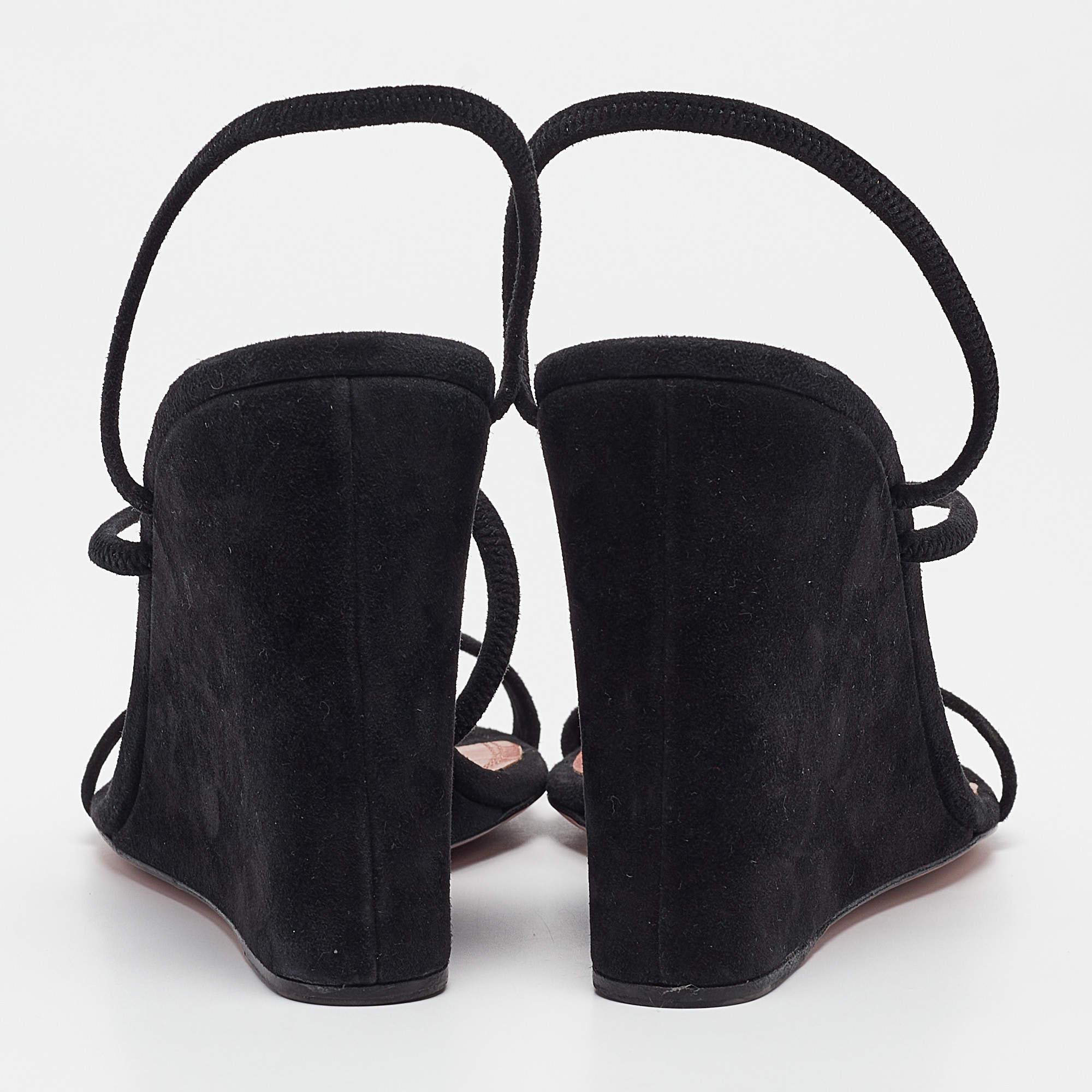 Amina Muaddi Black Suede Naima Wedge Sandals Size 37 1