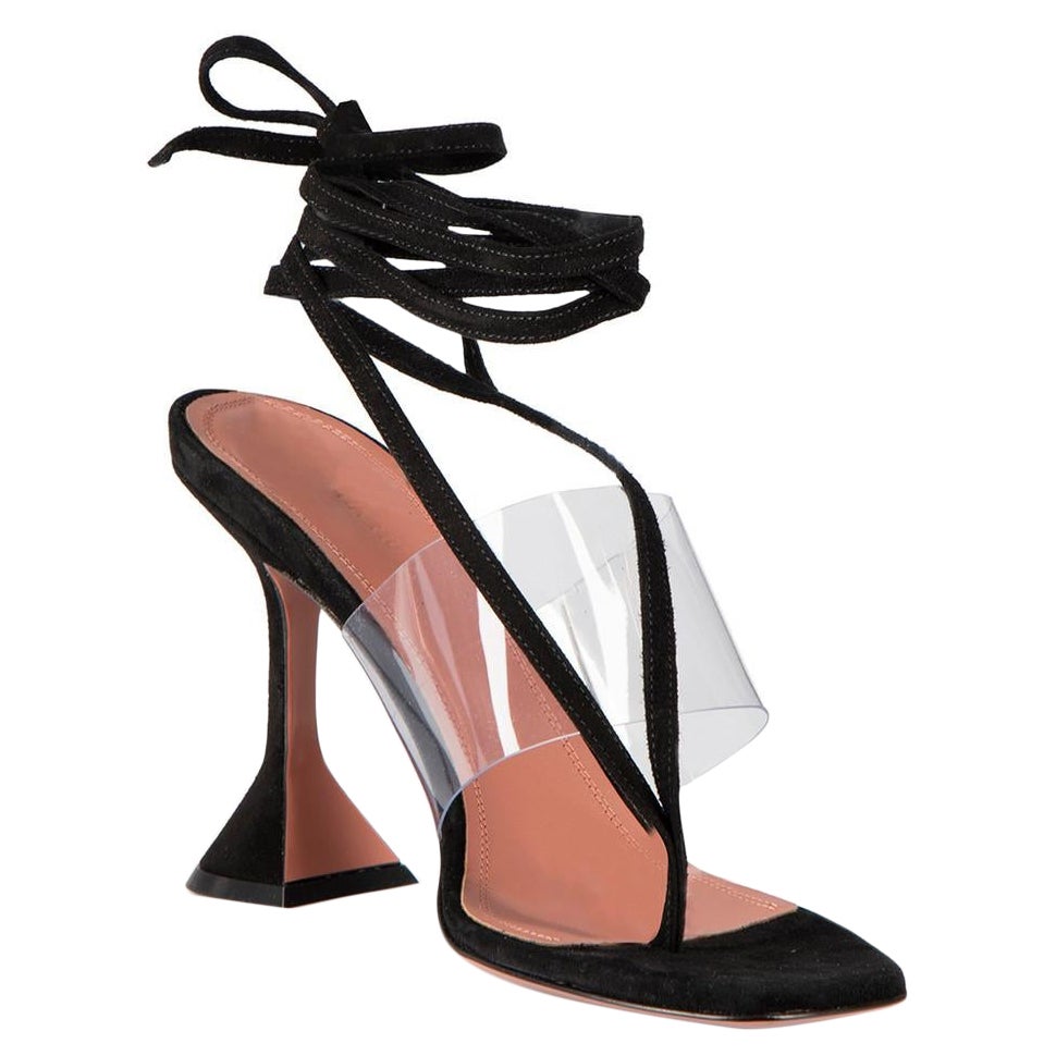 Amina Muaddi Sandales à lanières en daim noir Zula 95 Taille IT 37