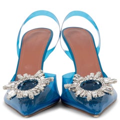 AMINA MUADDI blue 2021 BEGUM GLASS CRYSTAL EMBELLISHED Slingback Shoes 39