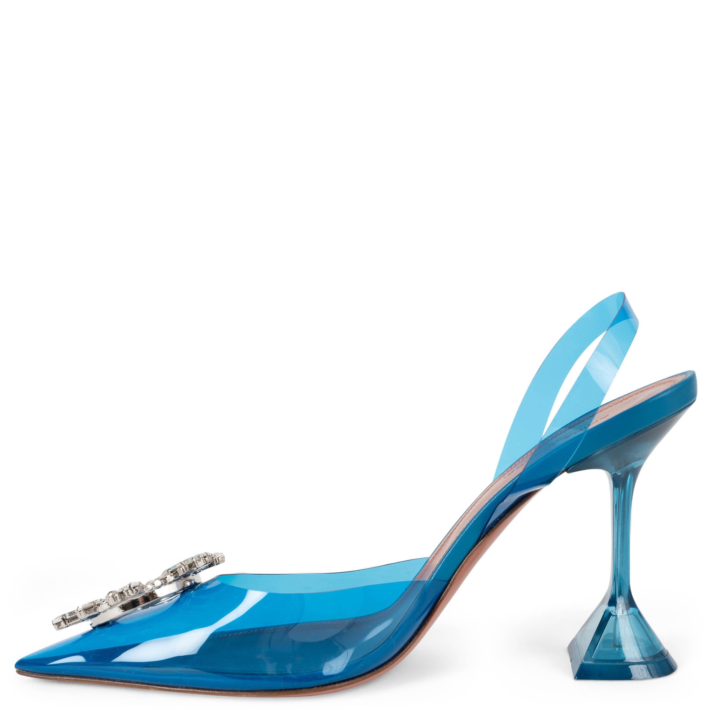 Bleu AMINA MUADDI bleu 2021 BEGUM VERRE CRYSTAL EMBELLISHED Slingback Shoes 39 en vente