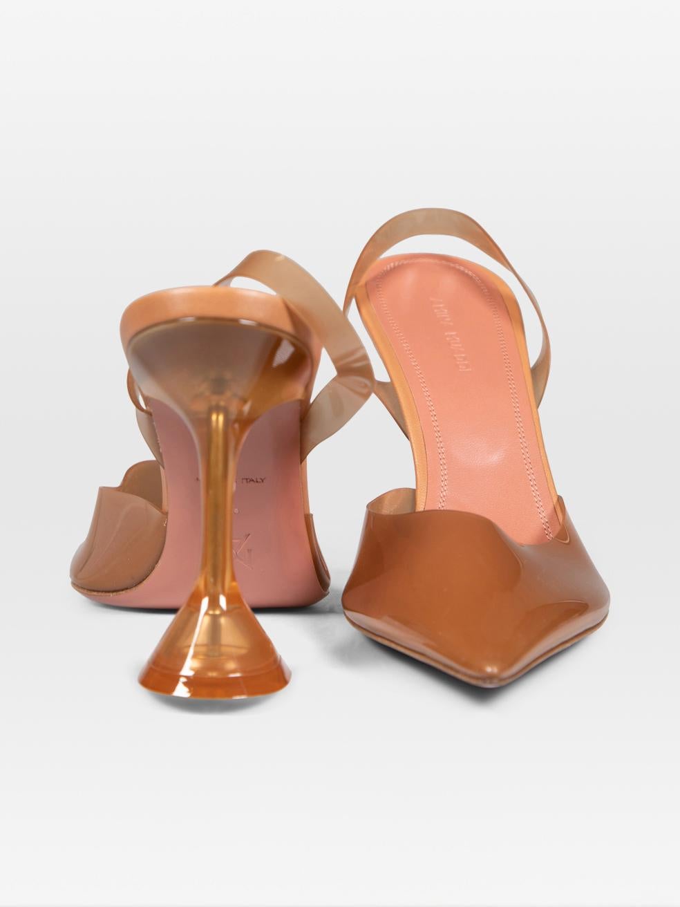 Noir Amina Muaddi Talons Holli en PVC Brown Taille IT 40