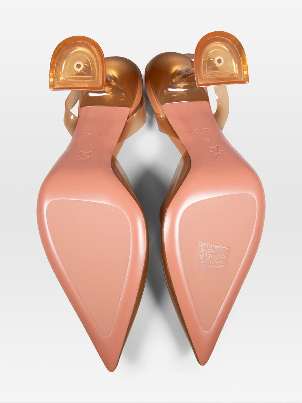 Amina Muaddi Talons Holli en PVC Brown Taille IT 40 Neuf à London, GB
