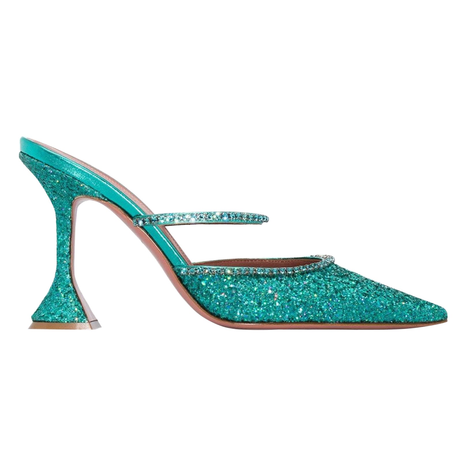 Amina Muaddi Glitter Mermaid Gilda 95 Mule Heels (36 EU) For Sale